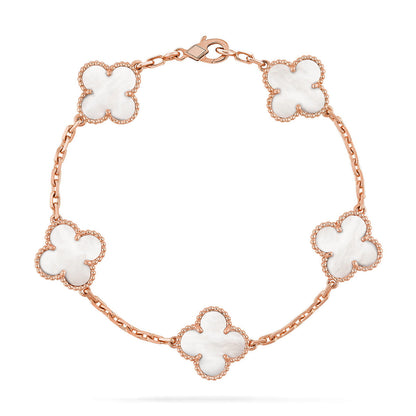 [Camiery]CLOVER WHITE PEARL MOP 5 MOTIF BRACELET COLLECTION