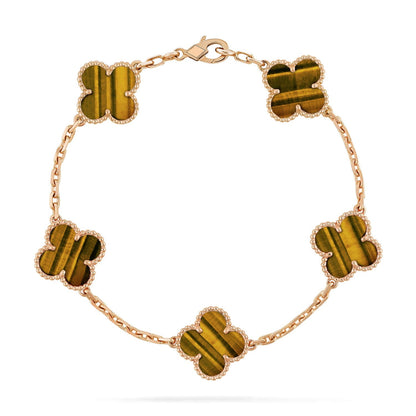 [Camiery] CLOVER 5 MOTIFS TIGER EYE BRACELET COLLECTION