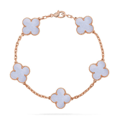 [Camiery] CLOVER 5 MOTIF PURPLE CHALCEDONY BRACELET COLLECTION
