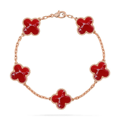 [Camiery]CLOVER 5 MOTIF RED PATTERN BRACELET COLLECTION