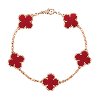 [Camiery] CLOVER 5 MOTIF RED CORNELIAN BRACELET COLLECTION