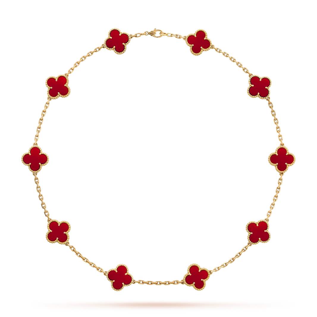 [Camiery]CLOVER 10 MOTIFS CARNELIAN NECKLACE