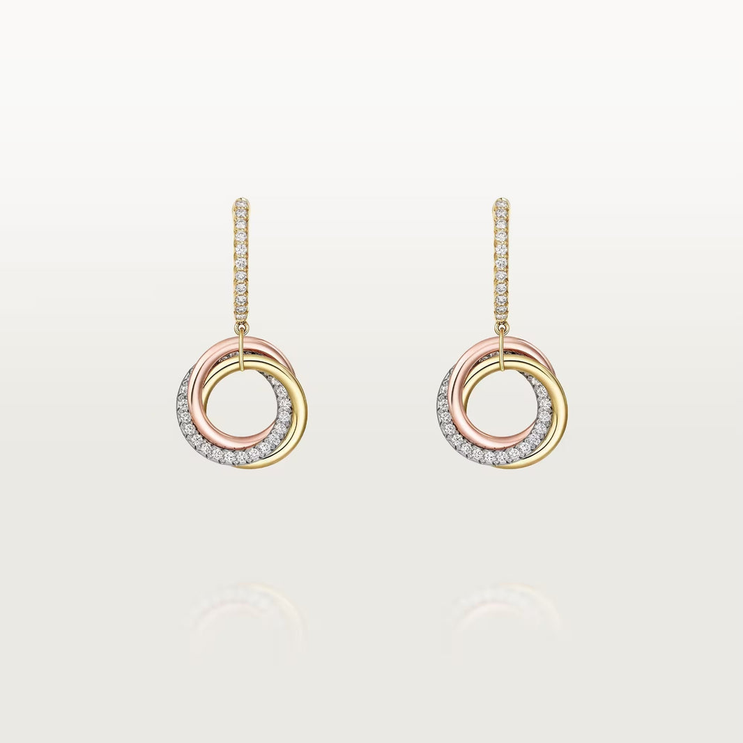 [Camiery] TRINITY HALF DIAMOND  EARRINGS