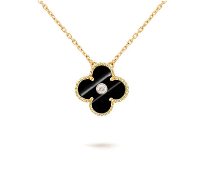 [Camiery]CLOVER 15MM DIAMOND SINGLE FLOWER NECKLACE COLLECTION