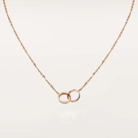 [Camiery] LOVE DOUBLE RING HALF DIAMOND NECKLACE