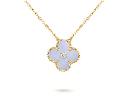 [Camiery]CLOVER 15MM DIAMOND SINGLE FLOWER NECKLACE COLLECTION