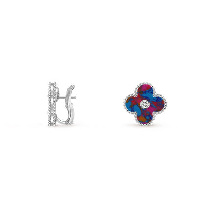 [Camiery]CLOVER SILVER 15MM MOP DIAMOND EARRINGS COLLECTION