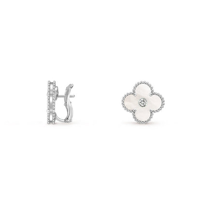 [Camiery]CLOVER SILVER 15MM MOP DIAMOND EARRINGS COLLECTION