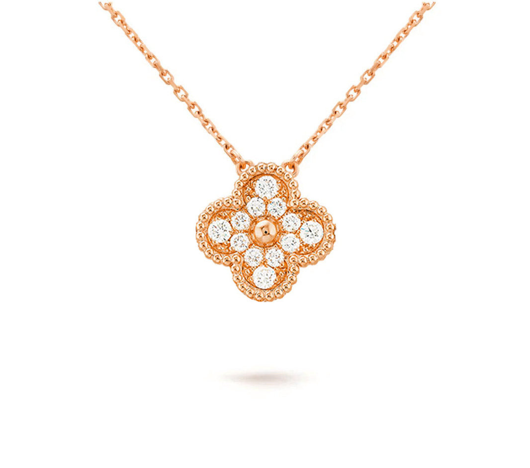 [Camiery]CLOVER 15MM DIAMOND SINGLE FLOWER NECKLACE COLLECTION