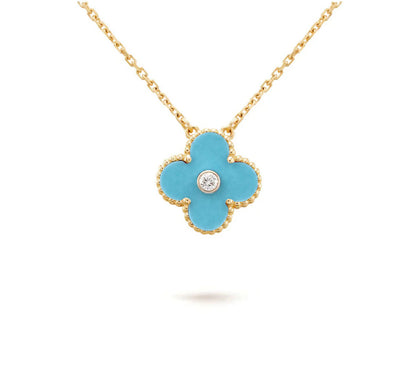 [Camiery]CLOVER 15MM DIAMOND SINGLE FLOWER NECKLACE COLLECTION