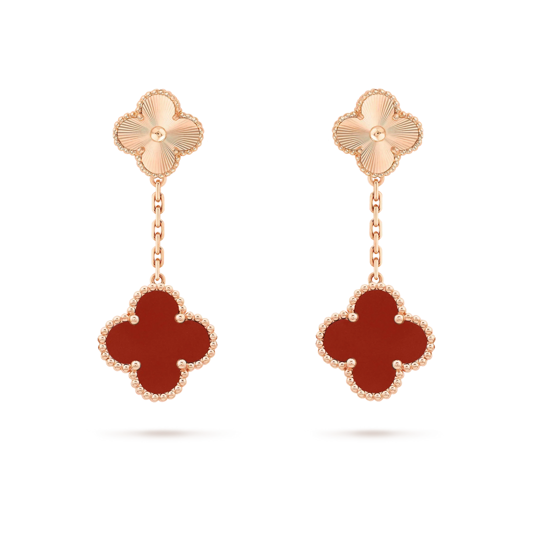 [Camiery]CLOVER 2 MOTIF  LASER CARNELIAN EARRINGS