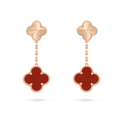 [Camiery]CLOVER 2 MOTIF  LASER CARNELIAN EARRINGS