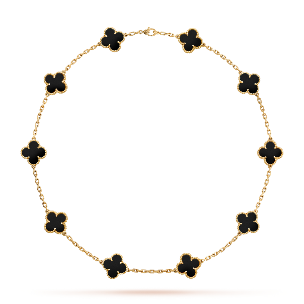 [Camiery]CLOVER 10 MOTIFS ONYX NECKLACE