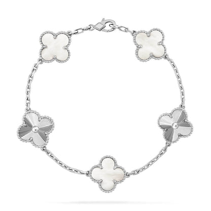 [Camiery]CLOVER WHITE PEARL MOP 5 MOTIF BRACELET COLLECTION