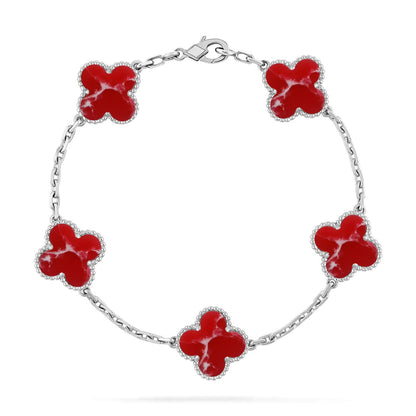 [Camiery]CLOVER 5 MOTIF RED PATTERN BRACELET COLLECTION