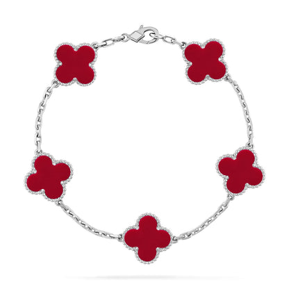 [Camiery] CLOVER 5 MOTIF RED CORNELIAN BRACELET COLLECTION