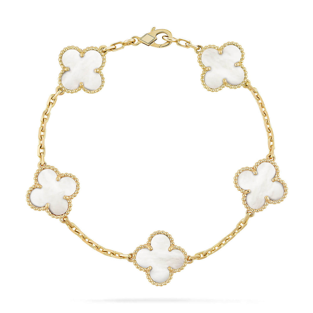 [Camiery]CLOVER WHITE PEARL MOP 5 MOTIF BRACELET COLLECTION