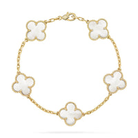[Camiery]CLOVER WHITE PEARL MOP 5 MOTIF BRACELET COLLECTION