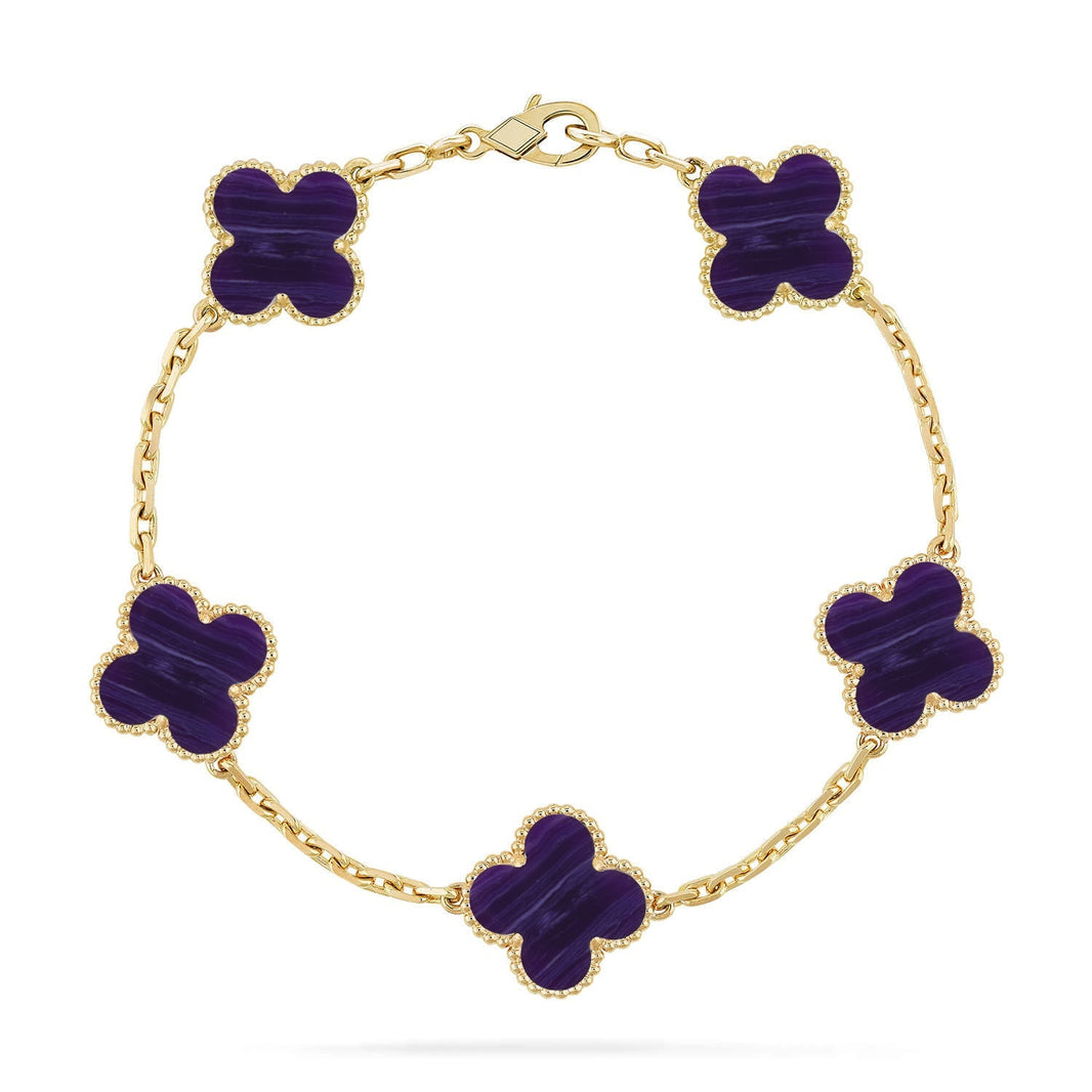 [Camiery]CLOVER 5 MOTIF PURPLE STRIPES BRACELET COLLECTION