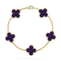 [Camiery]CLOVER 5 MOTIF PURPLE STRIPES BRACELET COLLECTION