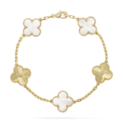 [Camiery]CLOVER WHITE PEARL MOP 5 MOTIF BRACELET COLLECTION