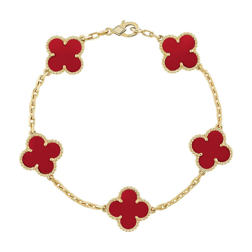 [Camiery] CLOVER 5 MOTIF RED CORNELIAN BRACELET COLLECTION