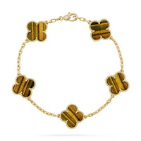 [Camiery] CLOVER 5 MOTIFS TIGER EYE BRACELET COLLECTION