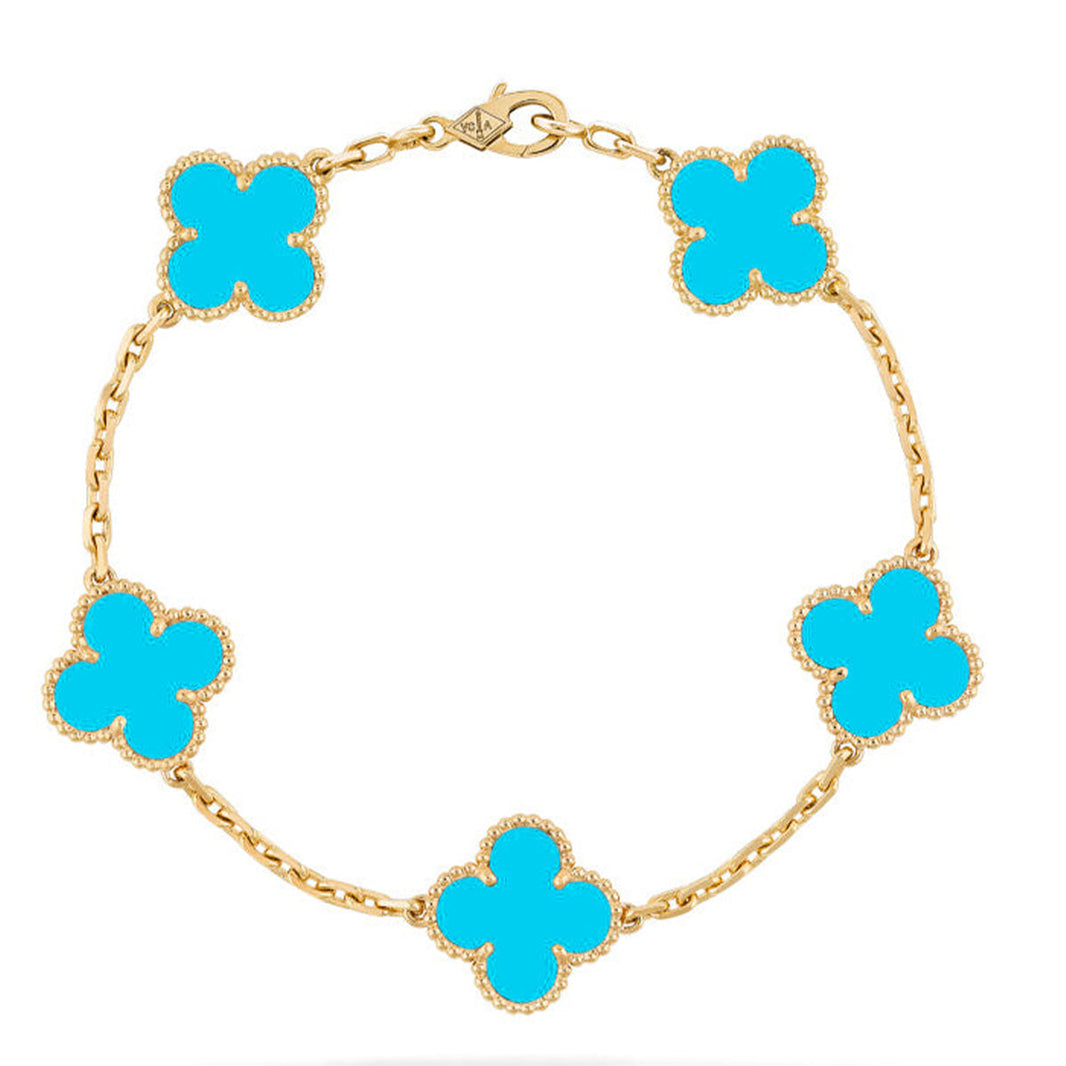 [Camiery] CLOVER 5 MOTIF TURQUOISE BRACELET COLLECTION