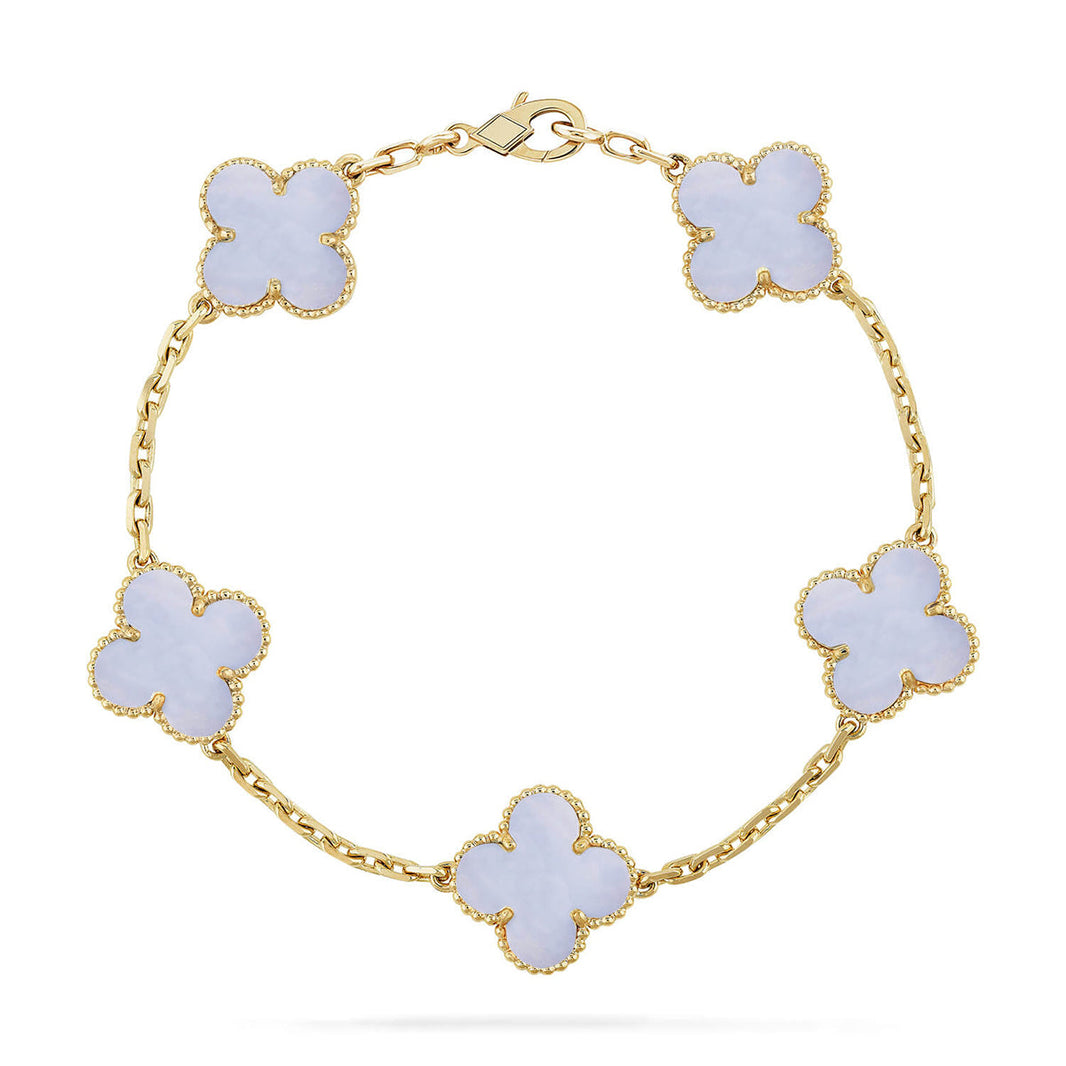 [Camiery] CLOVER 5 MOTIF PURPLE CHALCEDONY BRACELET COLLECTION