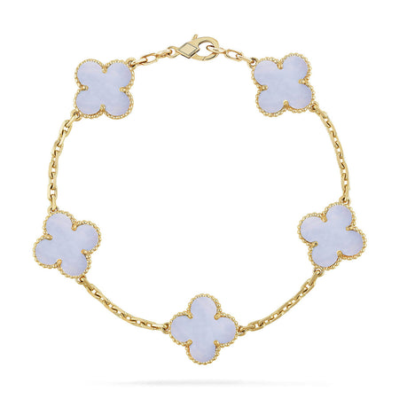 [Camiery] CLOVER 5 MOTIF PURPLE CHALCEDONY BRACELET COLLECTION