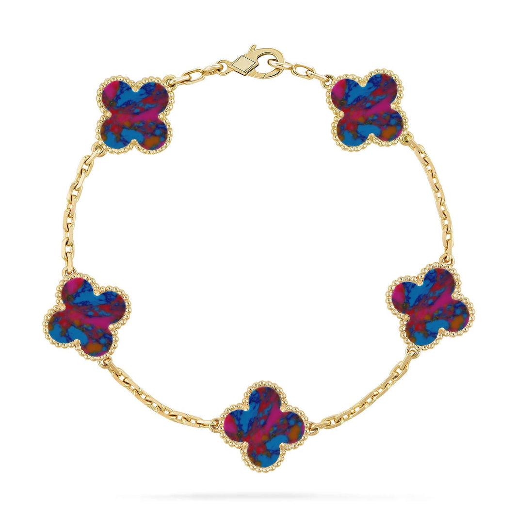 [Camiery]CLOVER 5 MOTIF COLOR GEMSTONES BRACELET COLLECTION