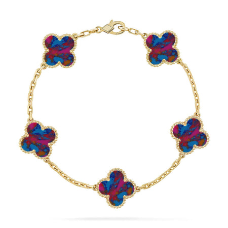[Camiery]CLOVER 5 MOTIF COLOR GEMSTONES BRACELET COLLECTION