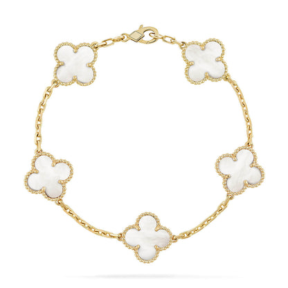 [Camiery]CLOVER WHITE PEARL MOP 5 MOTIF BRACELET COLLECTION