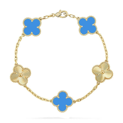 [Camiery] CLOVER 5 MOTIF BLUE AGATE BRACELET COLLECTION