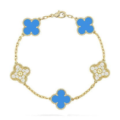 [Camiery] CLOVER 5 MOTIF BLUE AGATE BRACELET COLLECTION