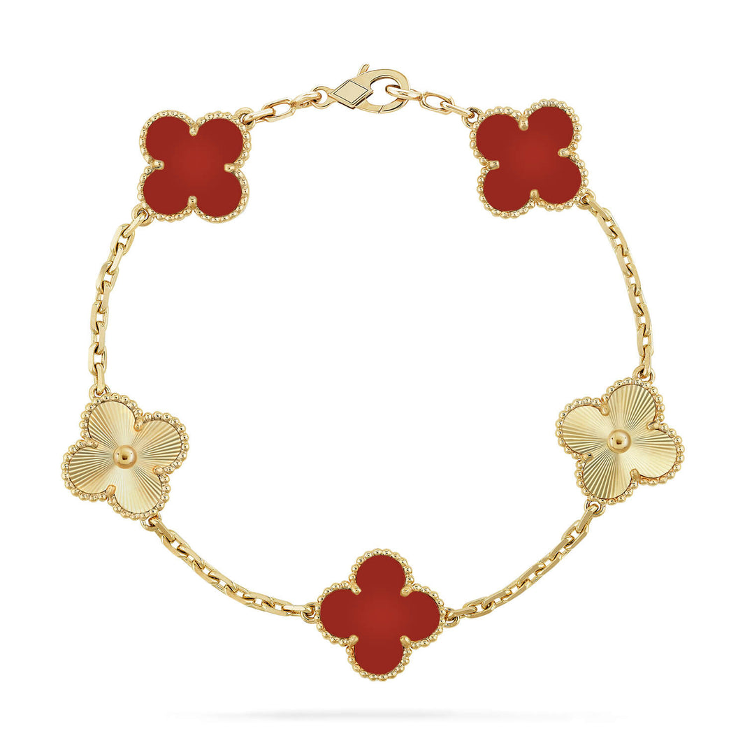 [Camiery]CLOVER  5 MOTIFS CARNELIAN GOLD BRACELET