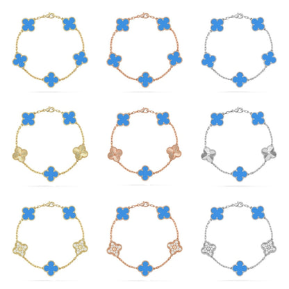 [Camiery] CLOVER 5 MOTIF BLUE AGATE BRACELET COLLECTION