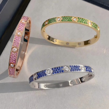 [Camiery]2026 PAVE GEMSTONE LOVE BRACELET 6.1MM 10 DIAMONDS