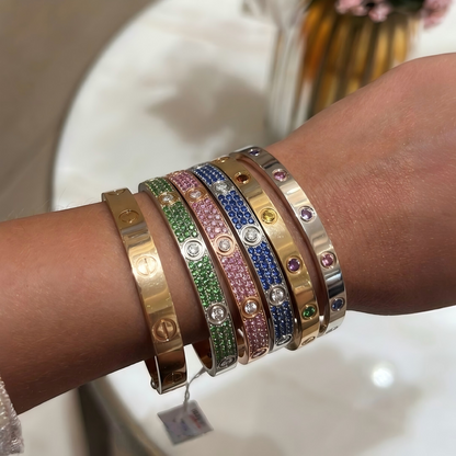 [Camiery]2026 PAVE GEMSTONE LOVE BRACELET 6.1MM 10 DIAMONDS