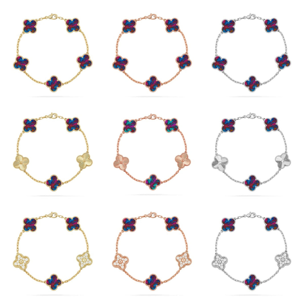 [Camiery]CLOVER 5 MOTIF COLOR GEMSTONES BRACELET COLLECTION