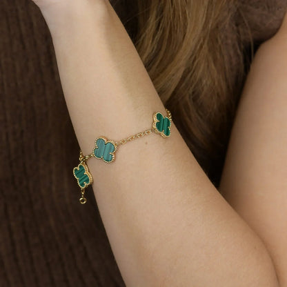 [Camiery] CLOVER 5 MOTIF MALACHITE BRACELET COLLECTION