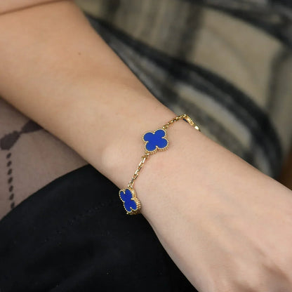 [Camiery] CLOVER 5 MOTIF BLUE AGATE BRACELET COLLECTION