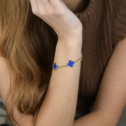 [Camiery] CLOVER 5 MOTIF BLUE AGATE BRACELET COLLECTION