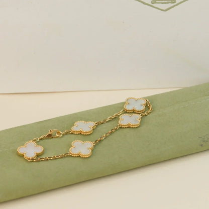 [Camiery]CLOVER WHITE PEARL MOP 5 MOTIF BRACELET COLLECTION