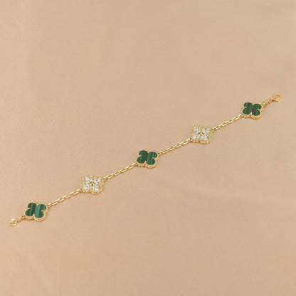 [Camiery] CLOVER 5 MOTIF MALACHITE BRACELET COLLECTION