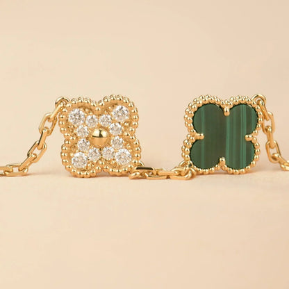 [Camiery] CLOVER 5 MOTIF MALACHITE BRACELET COLLECTION