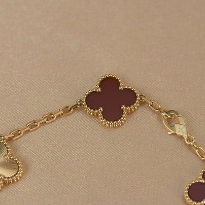 [Camiery] CLOVER 5 MOTIF RED CORNELIAN BRACELET COLLECTION