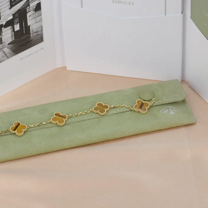 [Camiery] CLOVER 5 MOTIFS TIGER EYE BRACELET COLLECTION
