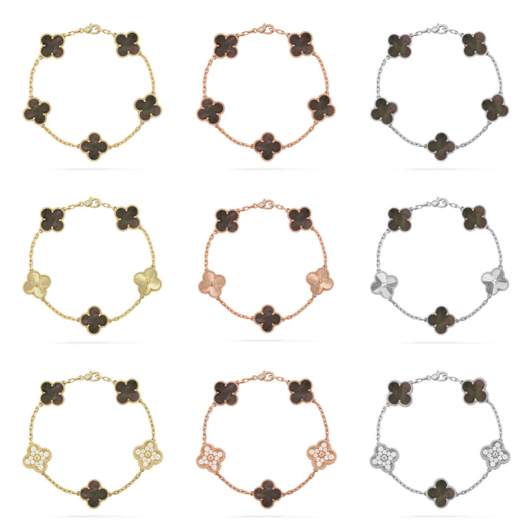 [Camiery] CLOVER 5 MOTIF GRAY MOP BRACELET COLLECTION