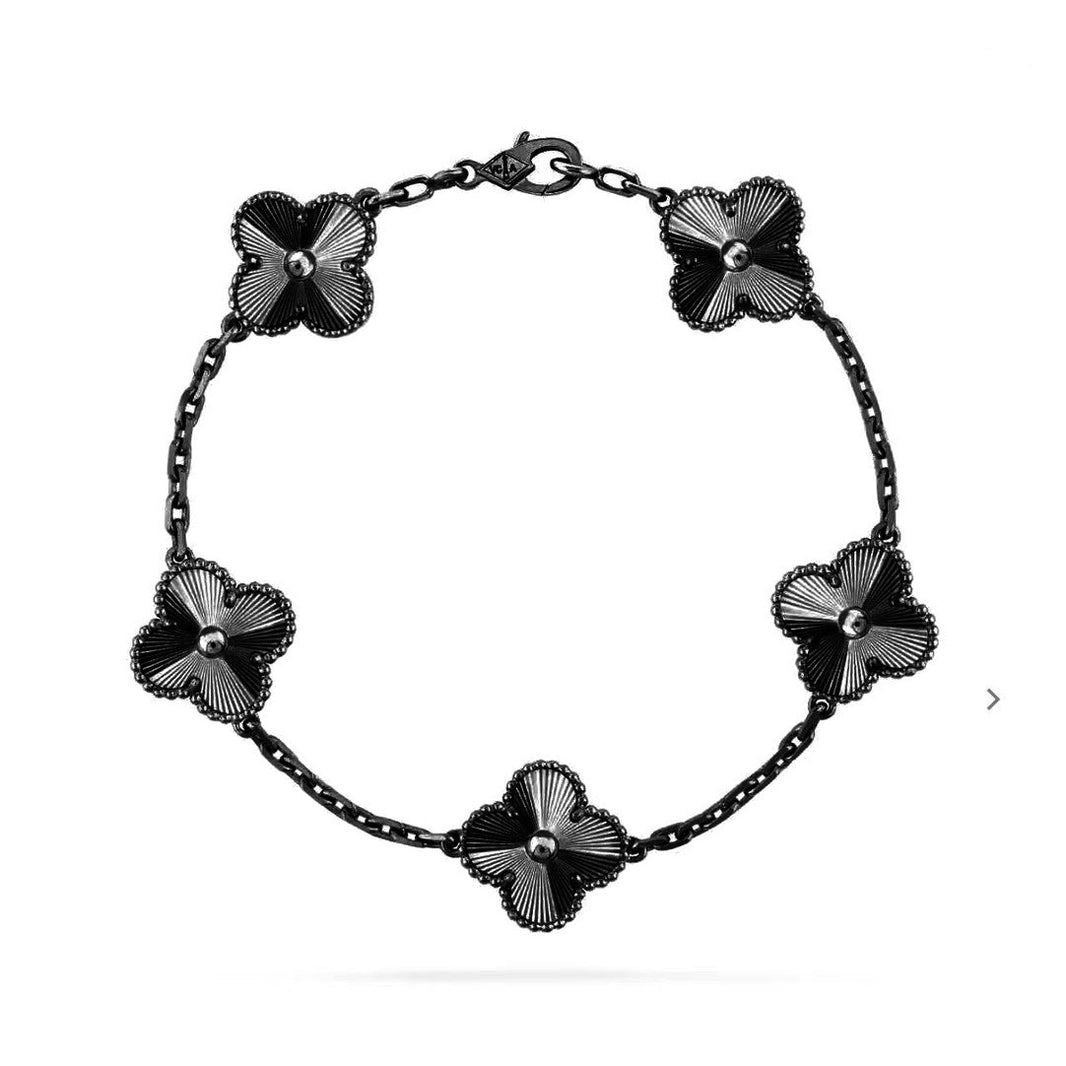 [Camiery JEWELRY]CLOVER 5 MOTIF BLACK BRACELET